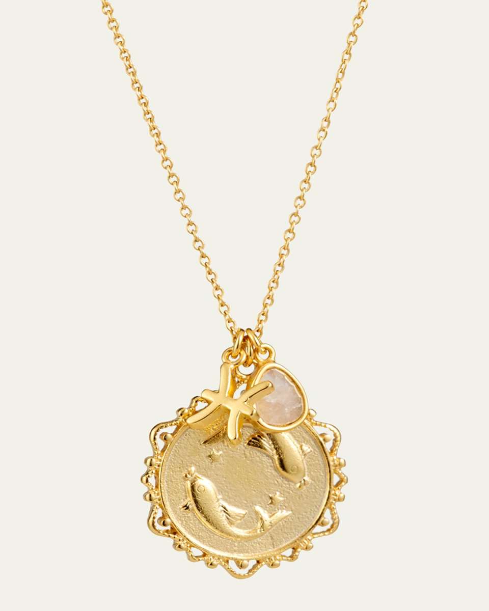 Zodiac Charm Necklace w/ Moonstone